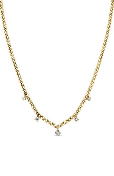 Zoë Chicco Zoë Chicco Dangling Diamond XS Curb Chain Necklace