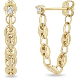 Zoë Chicco Zoë Chicco Diamond Puffed Mariner Chain Huggie Earrings
