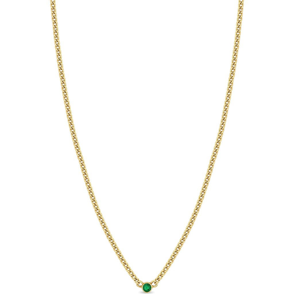 Zoë Chicco Zoë Chicco Extra Small Emerald Curb Chain Necklace