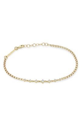 Zoë Chicco Zoë Chicco Prong 14k Gold Graduated Diamond Box Chain Bracelet