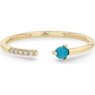 Zoë Chicco Zoë Chicco Turquoise & Pavé Diamond Open Ring