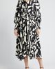 ZOE AND CLAIRE ZOE AND CLAIRE Abstract Print Long Sleeve Tie Belt Midi Dress - 1