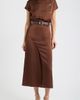 ZOE AND CLAIRE ZOE AND CLAIRE Belted Mock Neck Satin Midi Dress - 1
