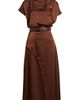 ZOE AND CLAIRE ZOE AND CLAIRE Belted Mock Neck Satin Midi Dress - 5