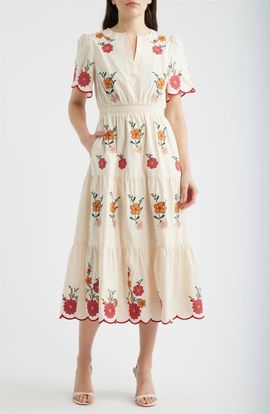 white christmas dresses Claire Denim Mini Dress – Hunter Bleu main image 0