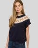 ZOE AND CLAIRE ZOE AND CLAIRE Fair Isle Yoke Short Sleeve Sweater - 4