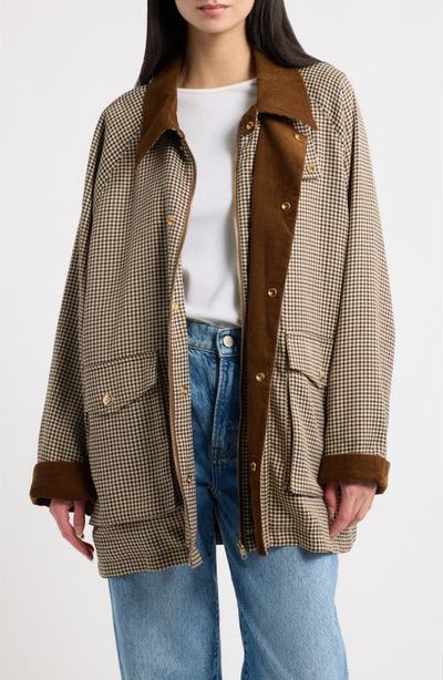 ZOE AND CLAIRE ZOE AND CLAIRE Houndstooth Jacket with Corduroy Trim