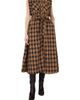 ZOE AND CLAIRE ZOE AND CLAIRE Plaid Sleeveless Tie Waist Midi Dress - 1
