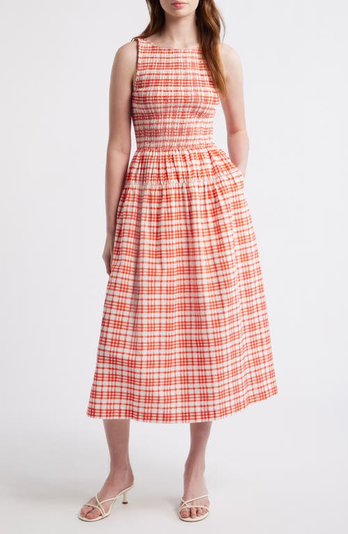 ZOE AND CLAIRE ZOE AND CLAIRE Smocked Plaid Sleeveless Midi Dress