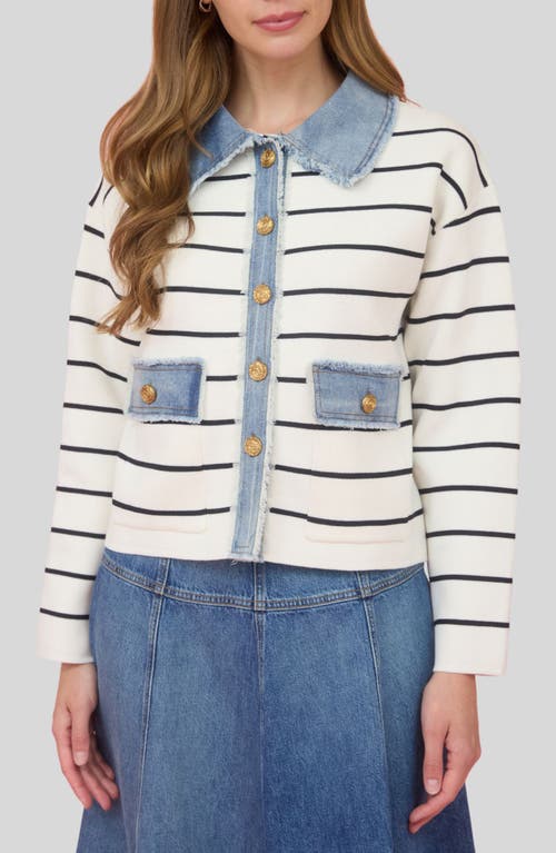 ZOE AND CLAIRE - Stripe Mixed Media Jacket