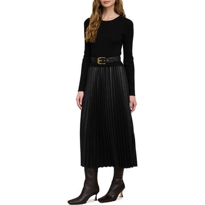 ZOE AND CLAIRE ZOE AND CLAIRE Twofer Belted Long Sleeve Midi Dress