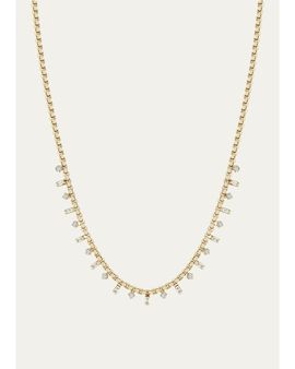 Zoe Chicco 14K Alternating Baguette and Round Diamond Small Box Chain Necklace