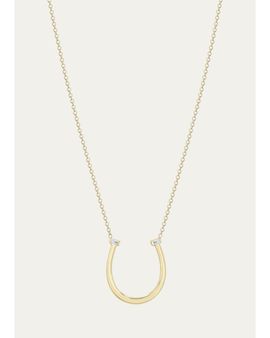Zoe Chicco 14K Baguette Diamond Hammered Horseshoe Pendant Necklace
