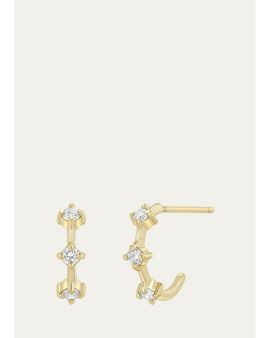 Zoe Chicco 14K Diamond 4-Prong Dash Huggie Hoop Earrings