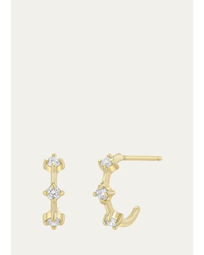 Zoe Chicco 14K Diamond 4-Prong Dash Huggie Hoop Earrings