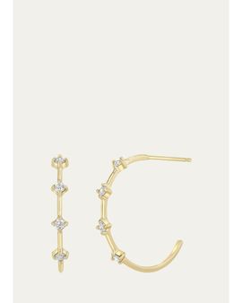 Zoe Chicco 14K Diamond 4-Prong Dash Medium Hoop Earrings