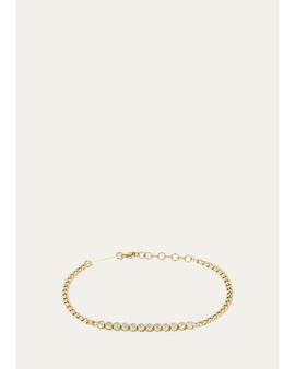 Zoe Chicco 14K Diamond Bezel Tennis Segment Small Curb Chain Bracelet