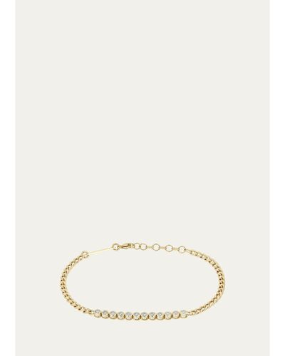 Zoe Chicco 14K Diamond Bezel Tennis Segment Small Curb Chain Bracelet