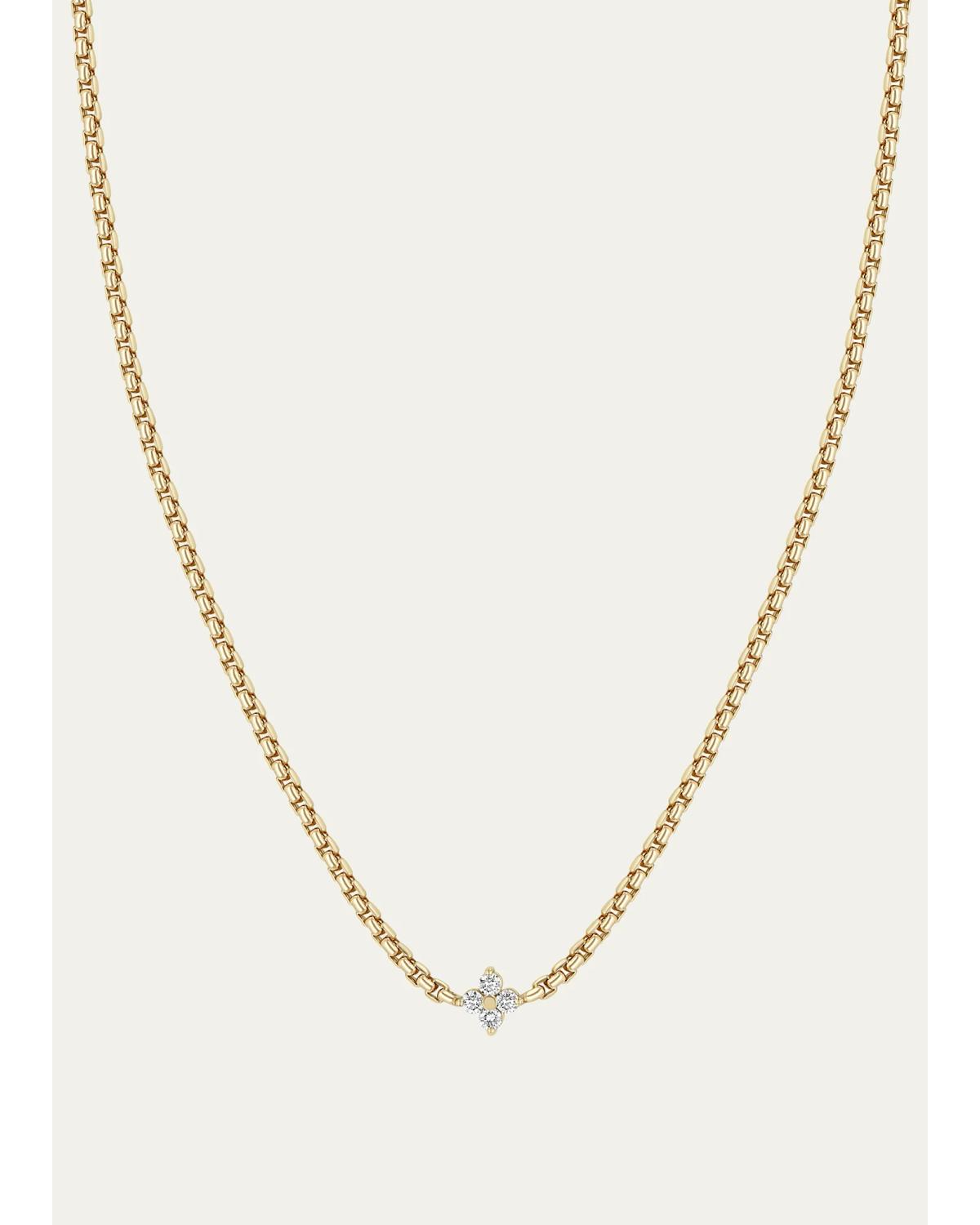 Zoe Chicco 14K Diamond Quad 1 Station Necklace, 2mm