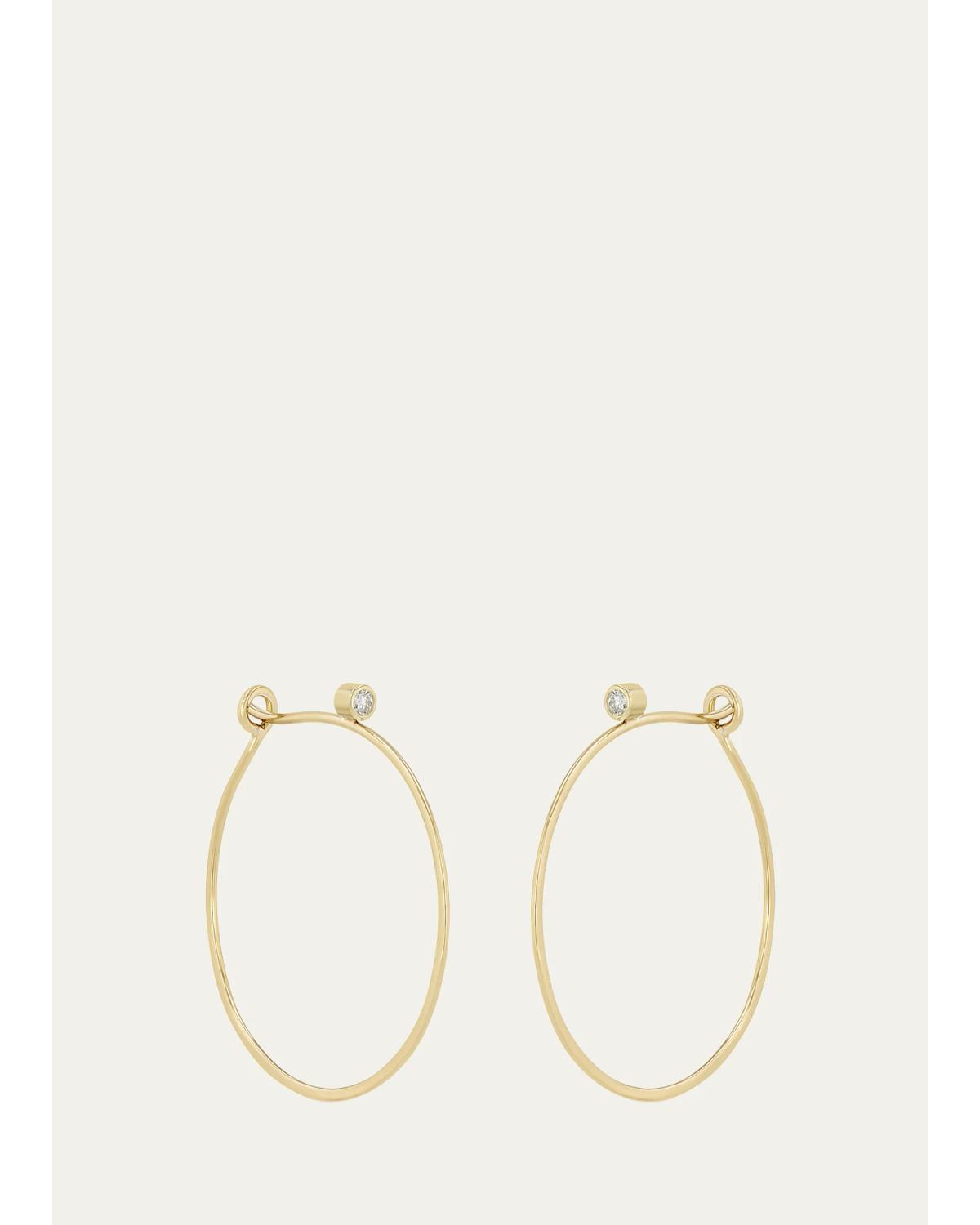 Zoe Chicco 14K Diamond Small Thin Hammered Hoop Earrings