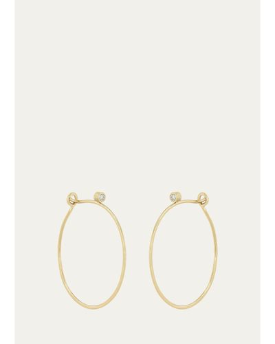 Zoe Chicco 14K Diamond Small Thin Hammered Hoop Earrings