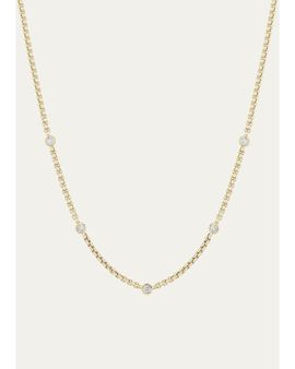 Zoe Chicco 14K Floating Diamond Small Box Chain Station Necklace