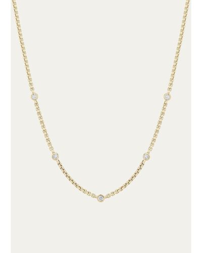 Zoe Chicco 14K Floating Diamond Small Box Chain Station Necklace
