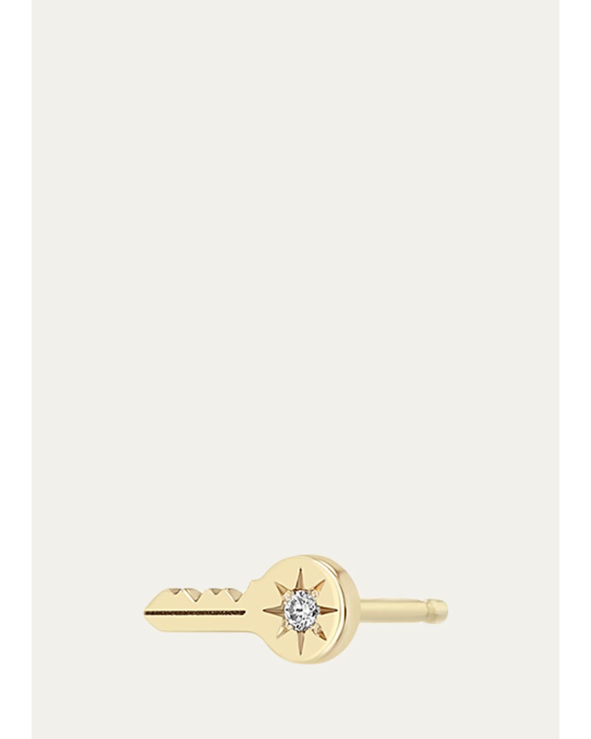 Zoe Chicco 14K Itty Bitty Star Set Diamond Key Stud Earring, Single