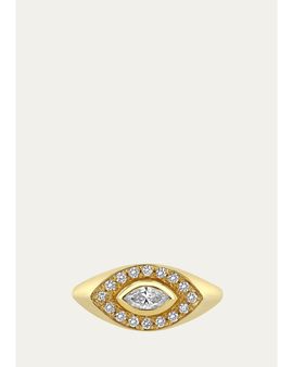 Zoe Chicco 14K Marquise Pave Diamond Halo Signet Ring