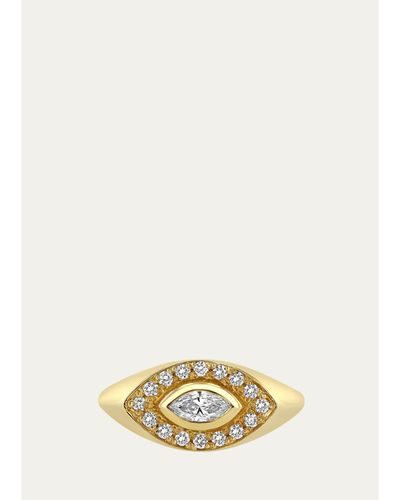 Zoe Chicco 14K Marquise Pave Diamond Halo Signet Ring