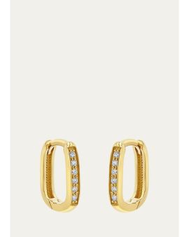 Zoe Chicco 14K Pave Diamond Thick Small Oval Hinge Huggie Hoop Earrings