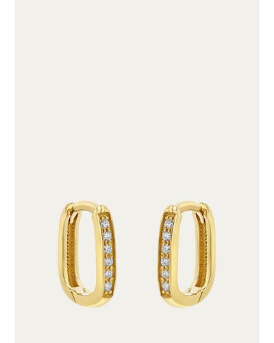 Zoe Chicco 14K Pave Diamond Thick Small Oval Hinge Huggie Hoop Earrings