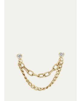 Zoe Chicco 14K Prong Diamond Mixed Chain Double Stud Earring, Single
