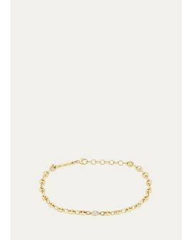 Zoe Chicco 14K Small Puffed Mariner Chain Diamond Bracelet