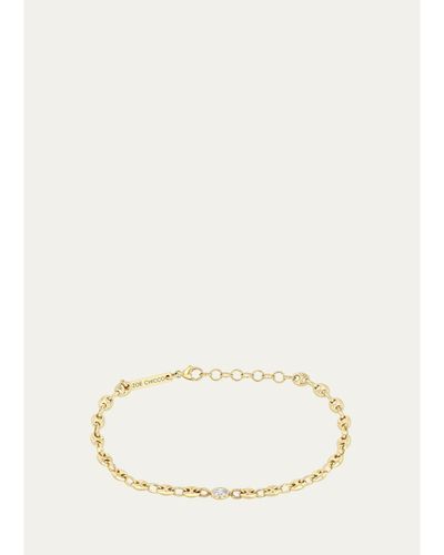 Zoe Chicco 14K Small Puffed Mariner Chain Diamond Bracelet