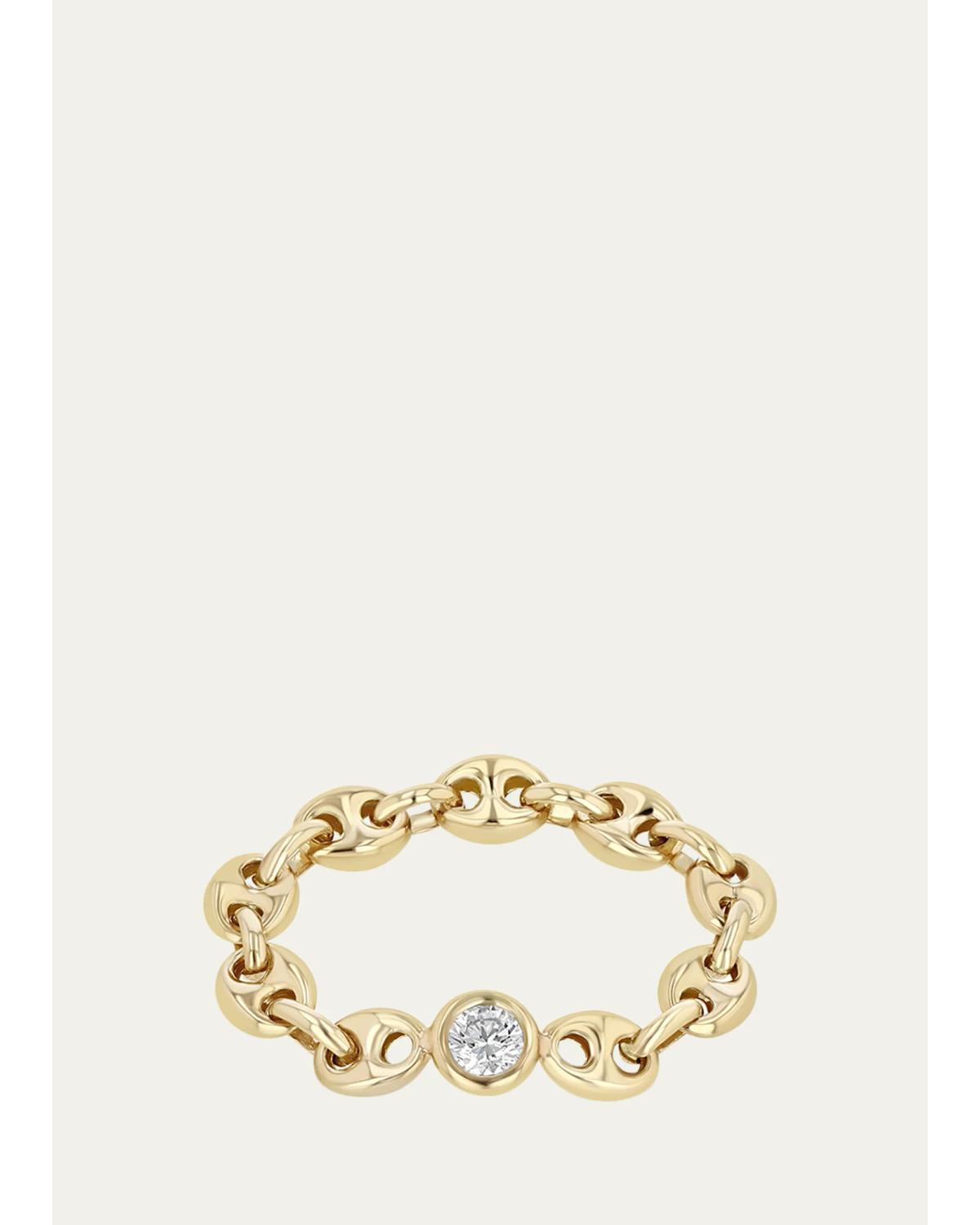 Zoe Chicco 14K Small Puffed Mariner Chain Diamond Ring
