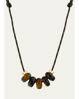 Zoe Chicco 14K Tiger Eye and Rondelle Slider Bead Paracord Necklace
