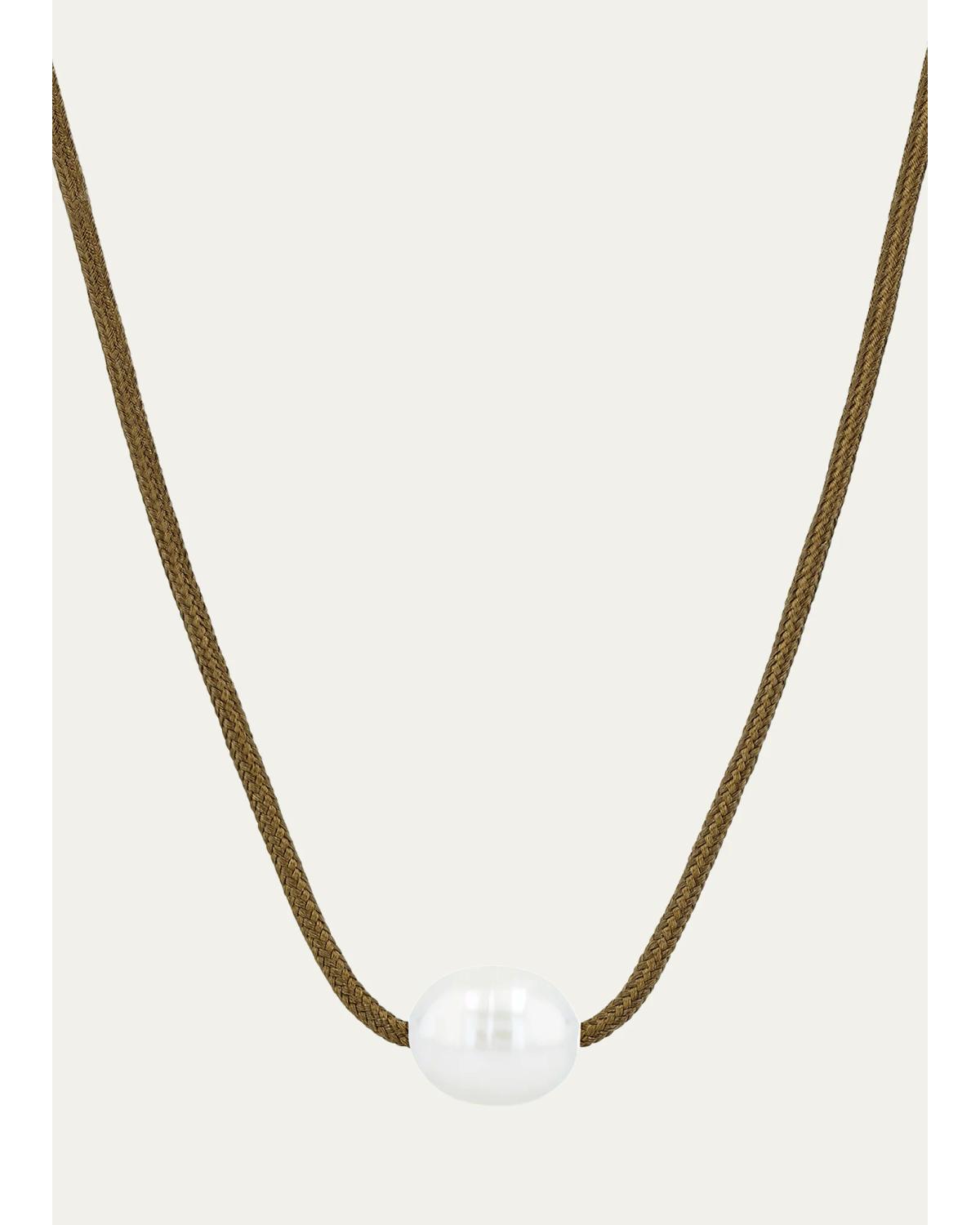 Zoe Chicco Medium Baroque Pearl Paracord Necklace, Brown