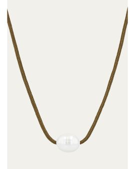 Zoe Chicco Medium Baroque Pearl Paracord Necklace, Brown