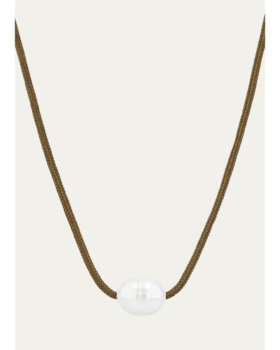 Zoe Chicco Medium Baroque Pearl Paracord Necklace, Brown