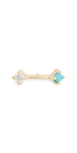 Zoe Chicco Zoe Chicco 14k Gold Prong Turquoise and Diamond Single Stud Earrings 14k Yellow Gold One