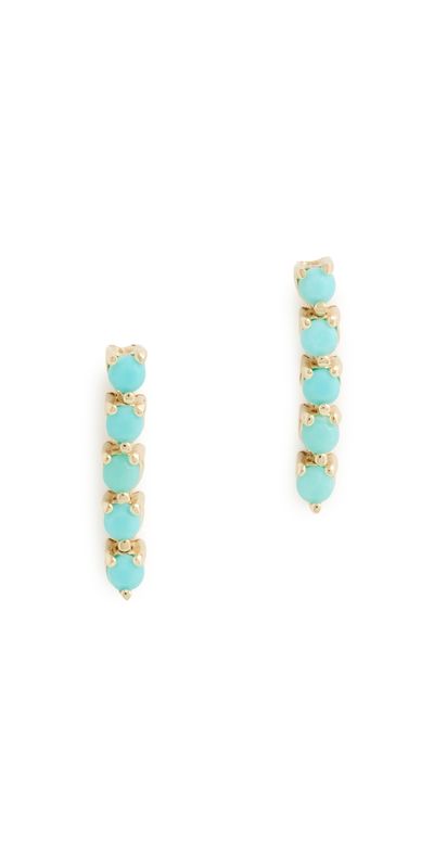 Zoe Chicco Zoe Chicco 14k Gold Turquoise Tennis Drop Earrings 14k Yellow Gold One