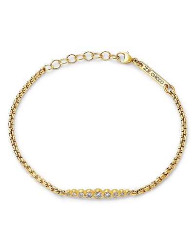 Zoe Chicco Zoe Chicco 14K Yellow Gold Bezel Diamonds Graduated Box Link Bracelet