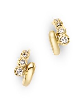 Zoe Chicco Zoe Chicco 14K Yellow Gold Diamond Graduated Bypass Huggie Hoop Earrings, 0.23 tcw