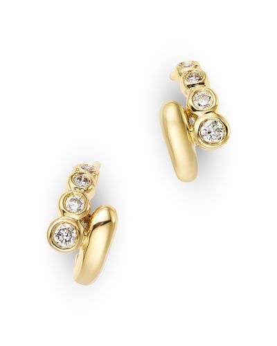Zoe Chicco Zoe Chicco 14K Yellow Gold Diamond Graduated Bypass Huggie Hoop Earrings, 0.23 tcw