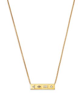 Zoe Chicco Zoe Chicco 14K Yellow Gold Diamond Multi Cut Mosaic Bar Necklace, 0.21 tcw
