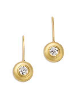 Zoe Chicco Zoe Chicco 14K Yellow Gold Diamond Solitaire Brushed Bezel Drop Earrings, 0.40 tcw