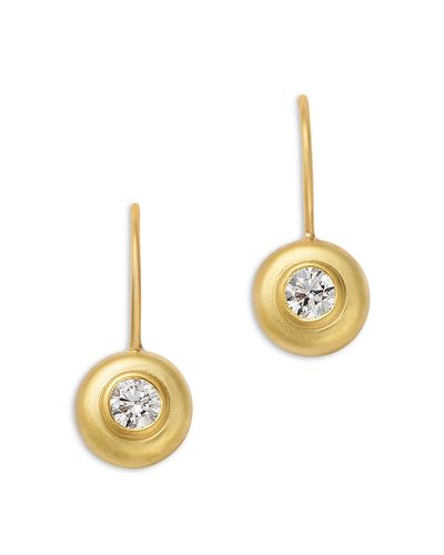 Zoe Chicco Zoe Chicco 14K Yellow Gold Diamond Solitaire Brushed Bezel Drop Earrings, 0.40 tcw