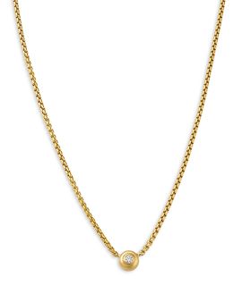 Zoe Chicco Zoe Chicco 14K Yellow Gold Diamond Solitaire Brushed Bezel Pendant Necklace, 0.10 tcw