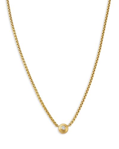 Zoe Chicco Zoe Chicco 14K Yellow Gold Diamond Solitaire Brushed Bezel Pendant Necklace, 0.10 tcw